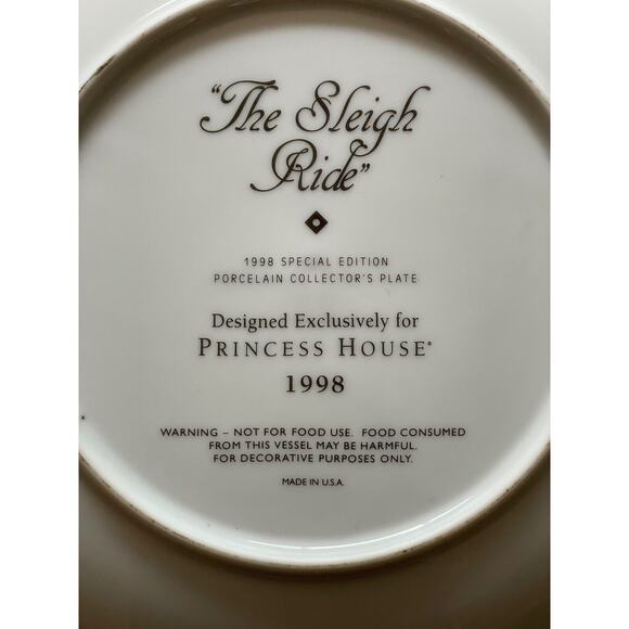 Vintage The Princess House The Sleigh Ride Holiday Decorative Plate Christmas - Picture 4 of 4